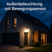 Außenbeleuchtung mit Bewegungssensor an einem Haus
