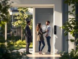 Biometrisches Zugangssystem an moderner Haustür