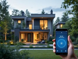 Modernes Wohnhaus mit KI-gestützter Sicherheit