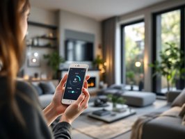 Smart Home Alarmanlage Wohnzimmer mit Smartphone-App